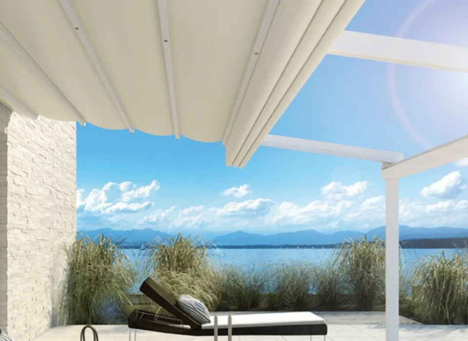Verandaliving pergola zonwering Weinor Pergotex II