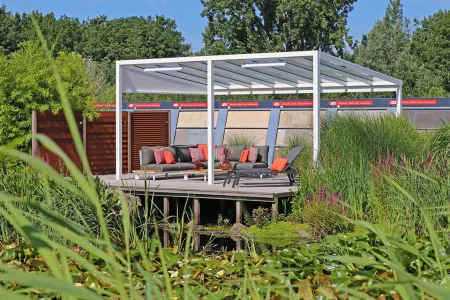 Showtuin vijver veranda wit 600cm X 400cm